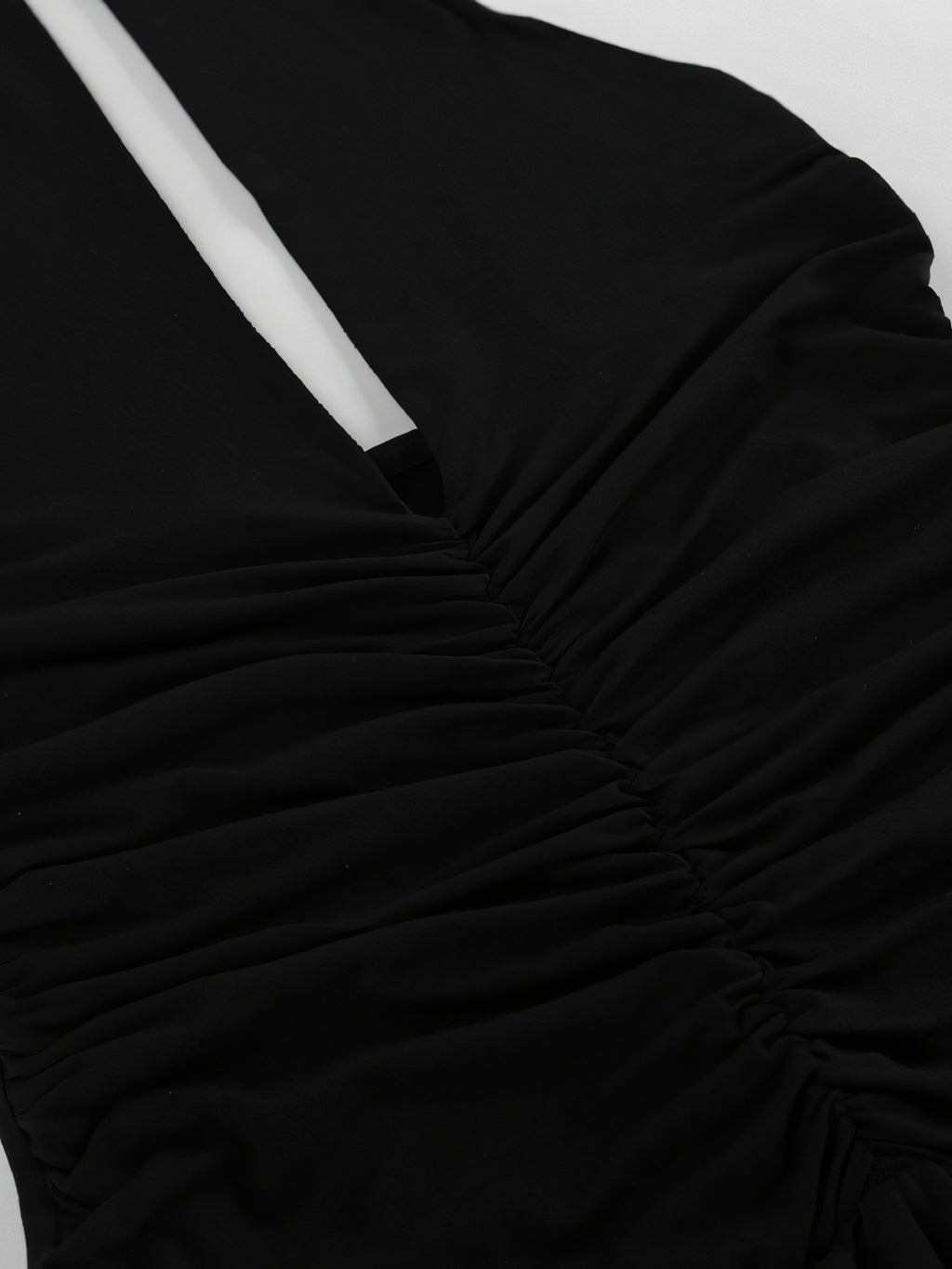 Ruched Halter-Neck Full-Skirt Maxi Dress