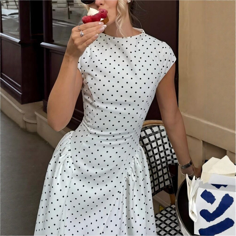 Polka Dot Fitted Maxi Dress