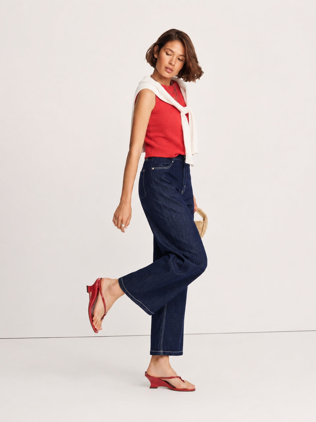 Cropped Straight-Leg Lyocell Jeans
