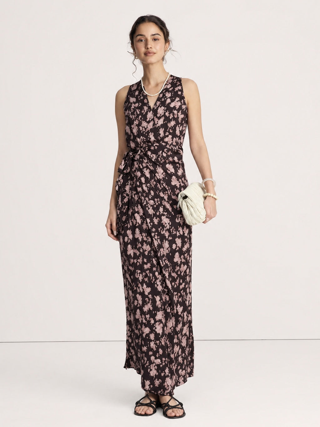 Floral Twist-Front Maxi Dress