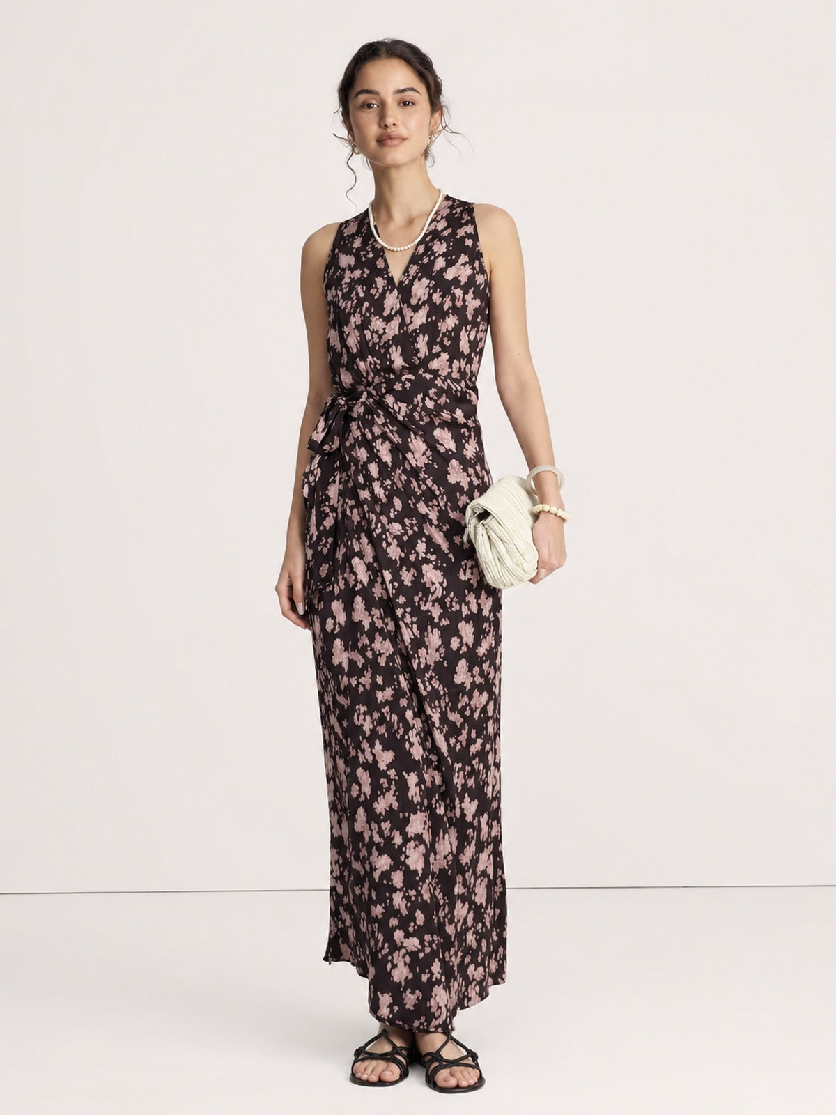 Floral Twist-Front Maxi Dress