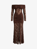 Lace Patchwork Long Sleeve Mermaid Maxi Dress