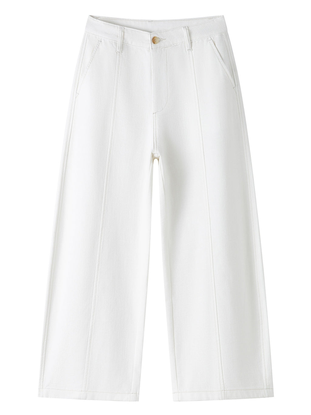 Curved Seam Cropped Cotton Jeans