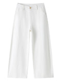 Curved Seam Cropped Cotton Jeans