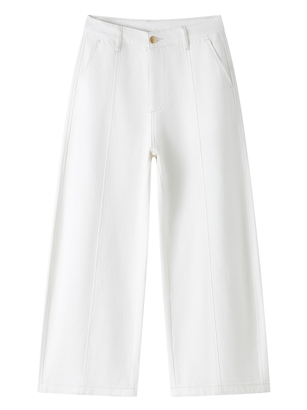 Curved Seam Cropped Cotton Jeans