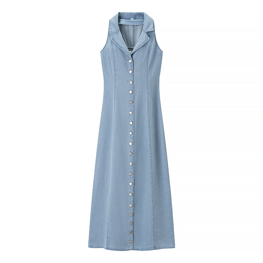 Denim Sleeveless Shirt Dress