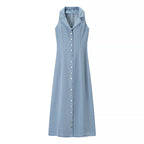Denim Sleeveless Shirt Dress