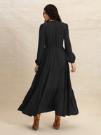 Lace V-Neck Slit Flowy Maxi Dress