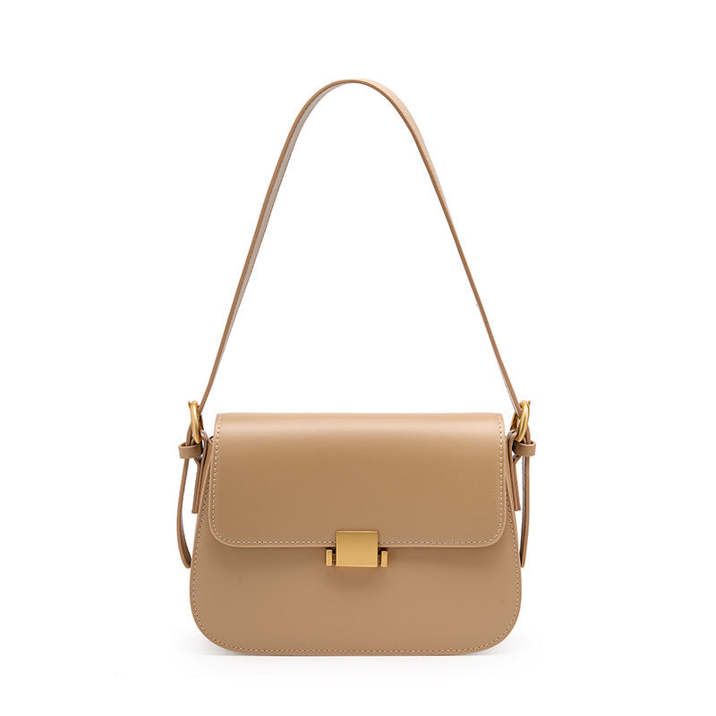 Structured Cowhide Leather Shoulder Bag
