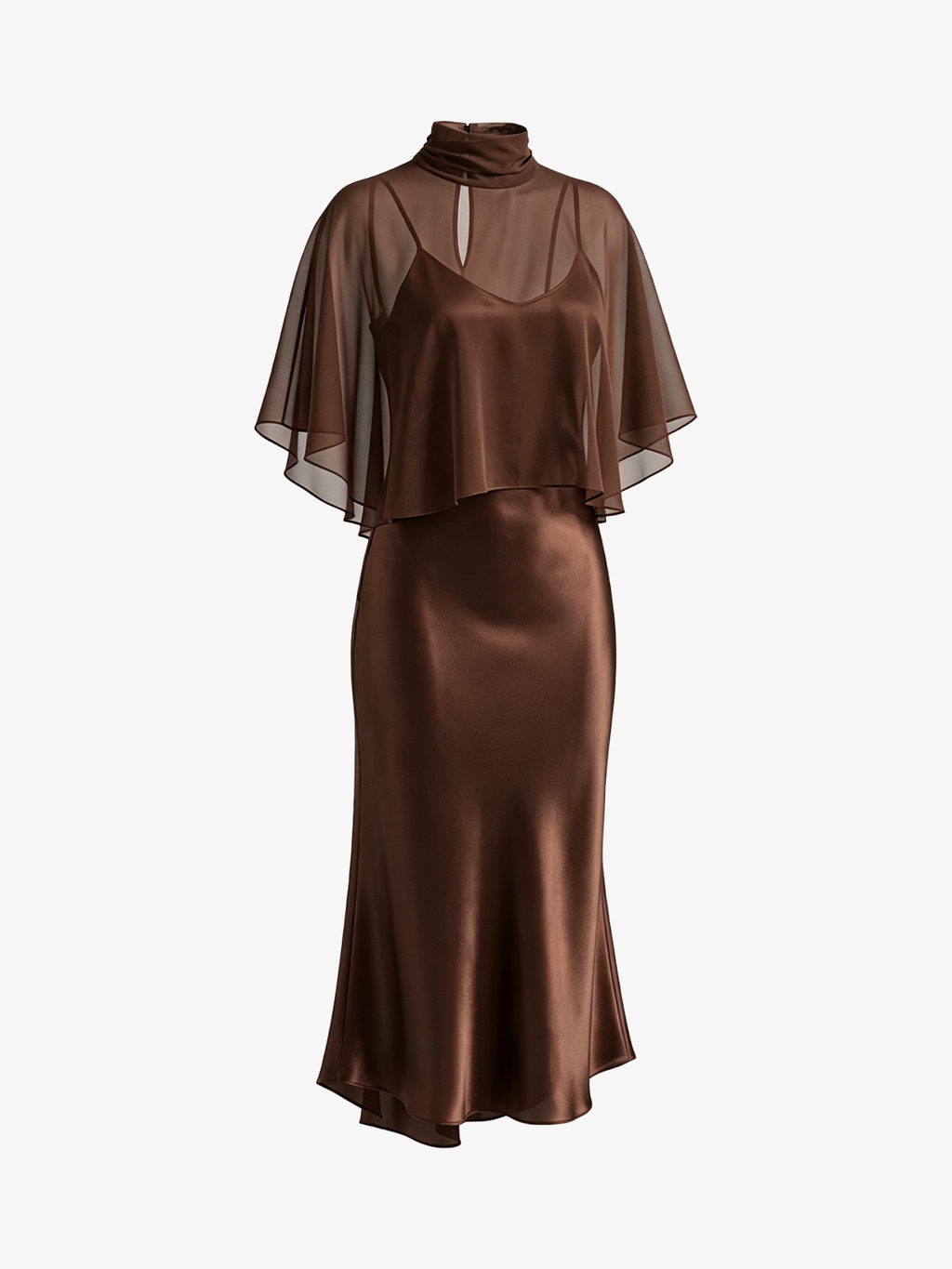 Chic Sheer Chiffon Satin Slip Dress