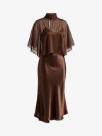 Chic Sheer Chiffon Satin Slip Dress