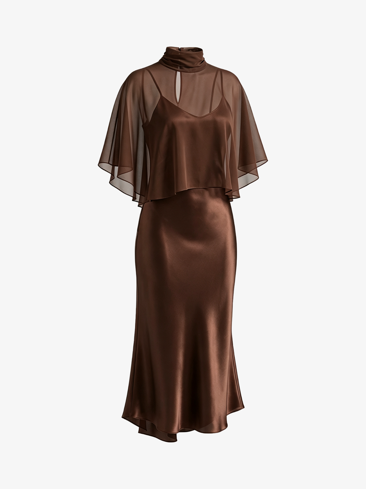 Chic Sheer Chiffon Satin Slip Dress
