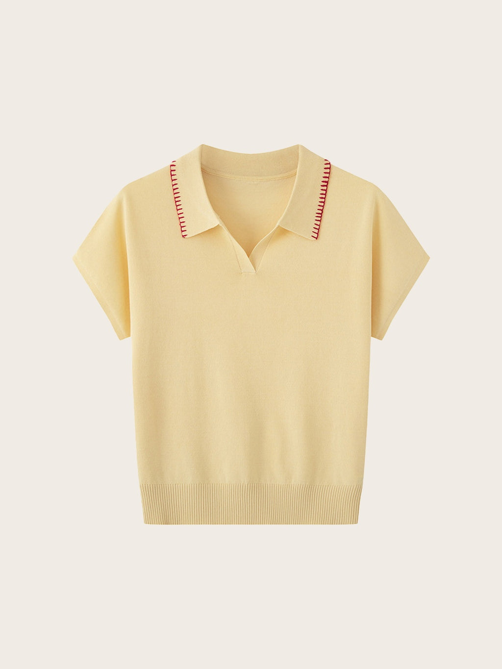 Contrast Stitch Knit Polo Top