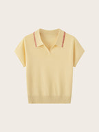 Contrast Stitch Knit Polo Top