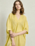 Linen V Neck Midi Dress