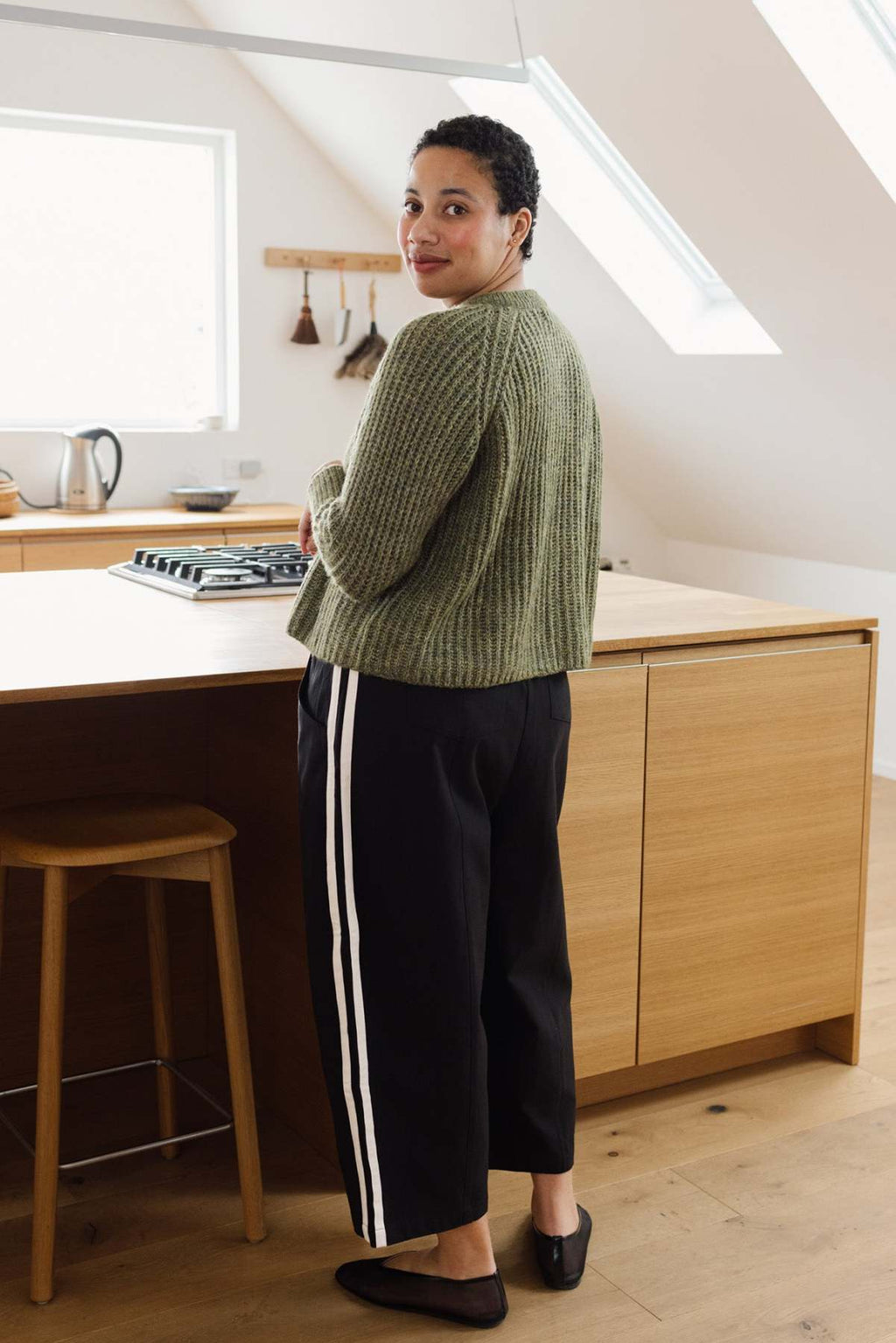 Cotton Blend Track Pants with Side Stripes - Comfortable Wide Leg Joggers for Casual Wear