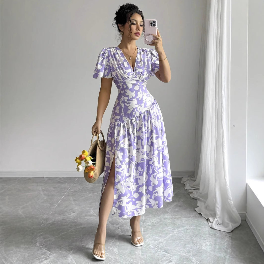 Floral V-Neck Midi Dress