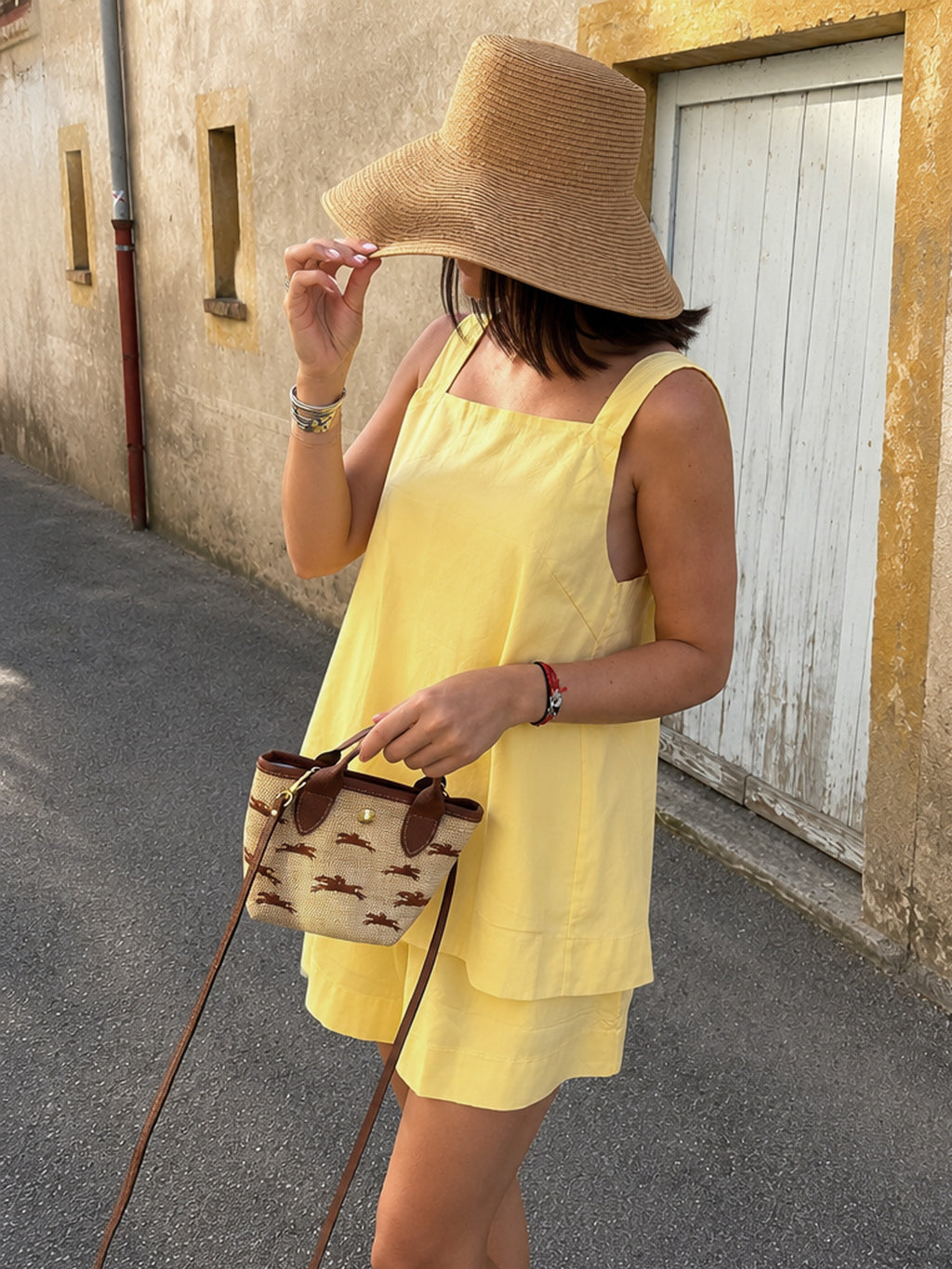 Light Yellow Linen-Blend Sleeveless Mini Dress with Square Neck