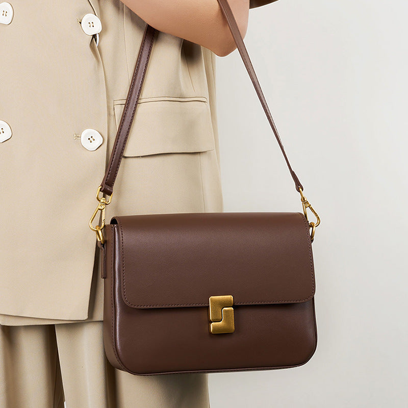 Structured Cowhide Leather Shoulder Bag