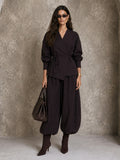 Wrap Top Wide-Leg Pants Set