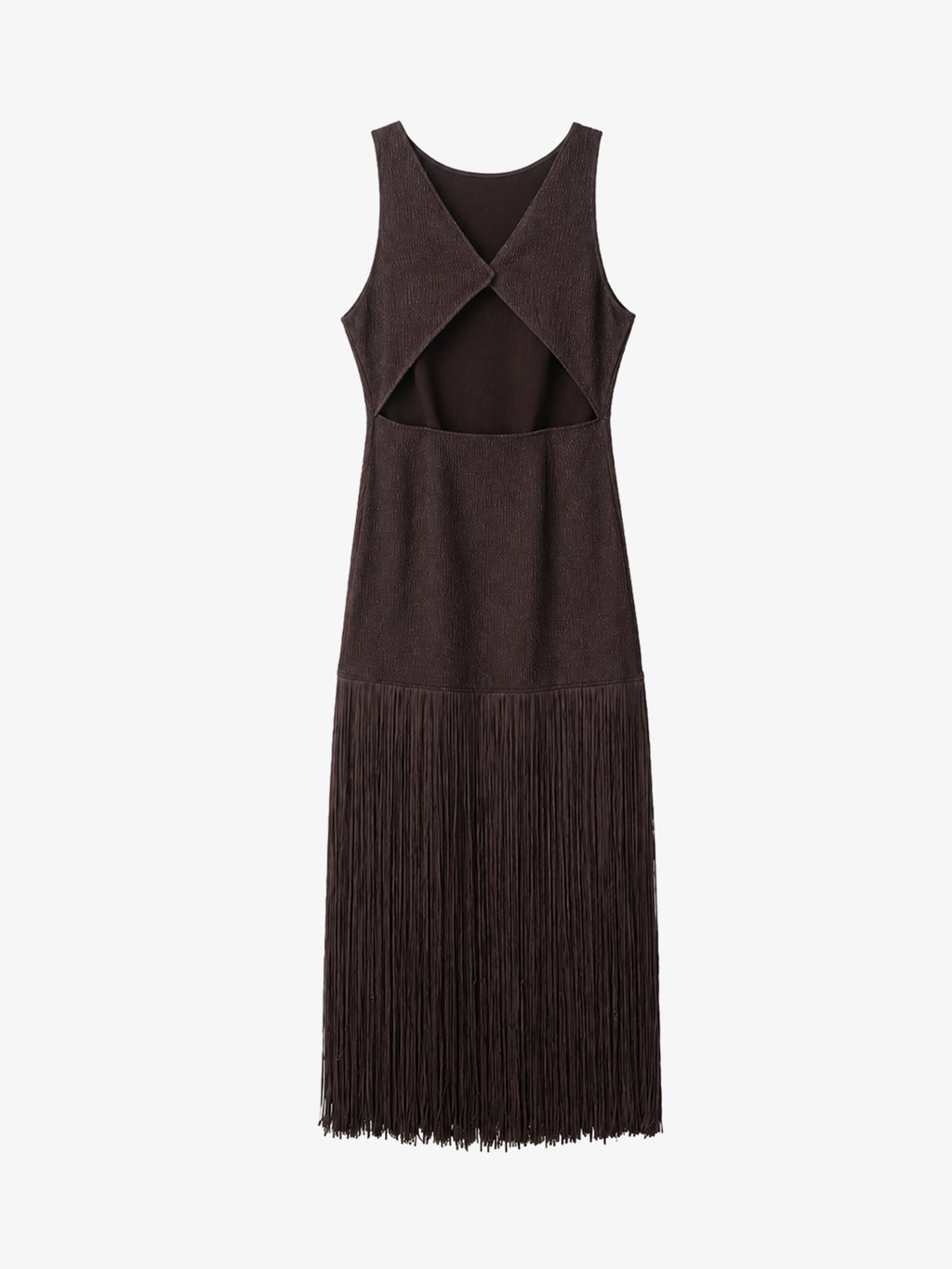 Open Back Fringe Knit Dress