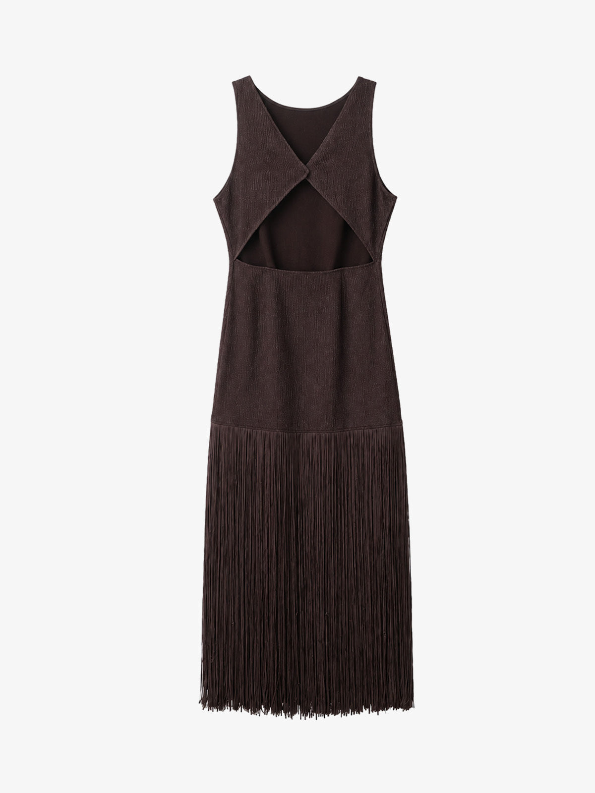 Open Back Fringe Knit Dress