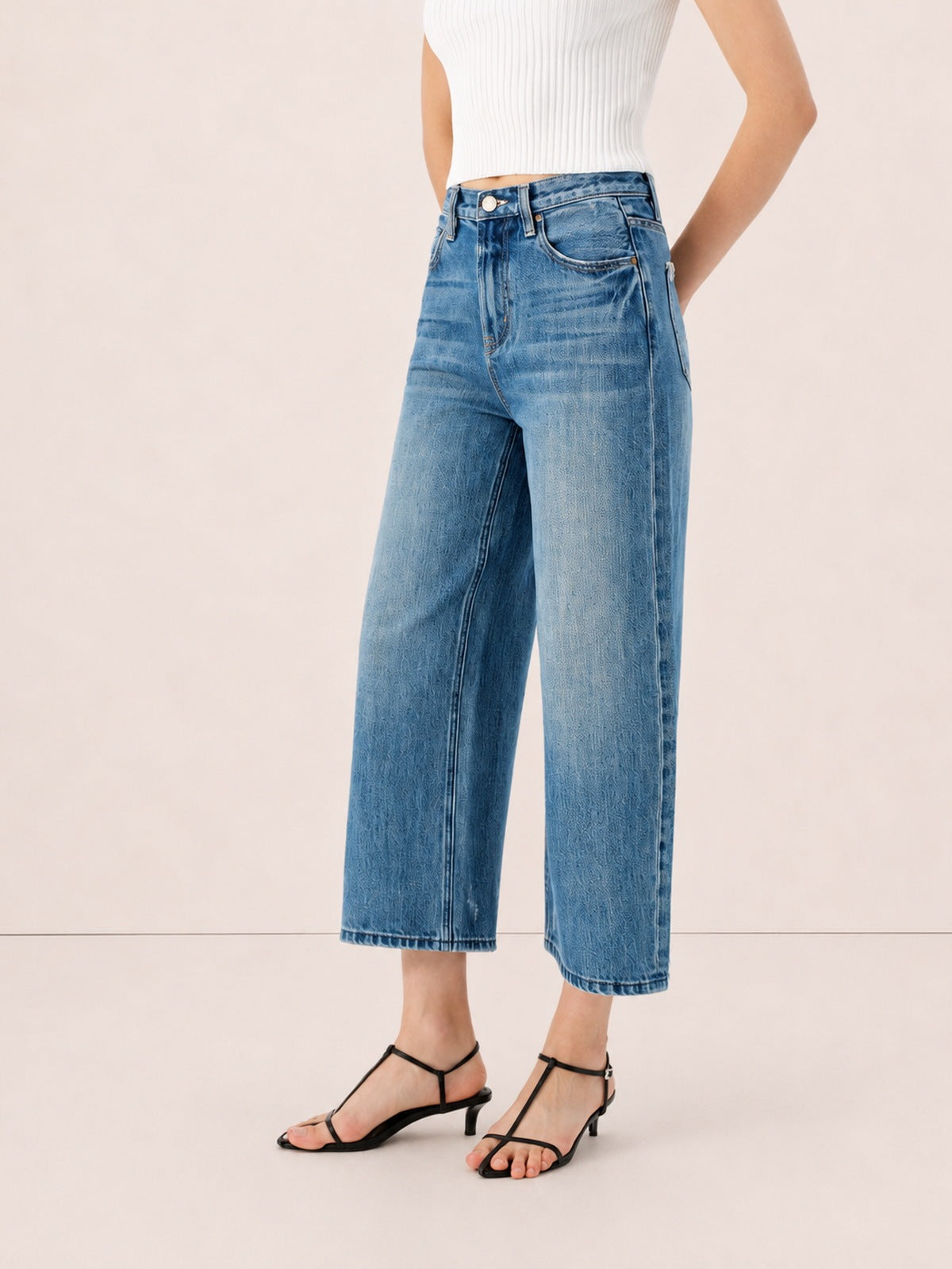 Cropped Straight-Leg Cotton Jeans