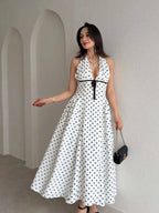 Polka Dot Halter Midi Dress