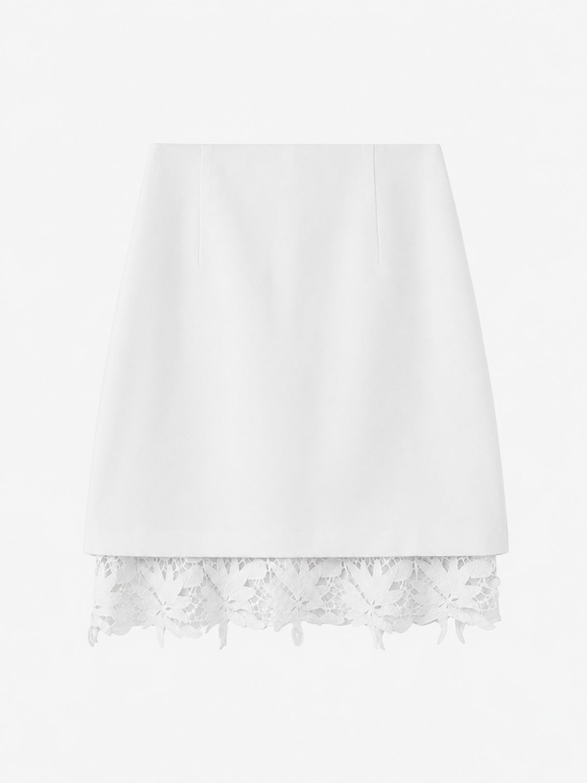 Patchwork Hollow-Out Lace Tencel-Linen Skirt