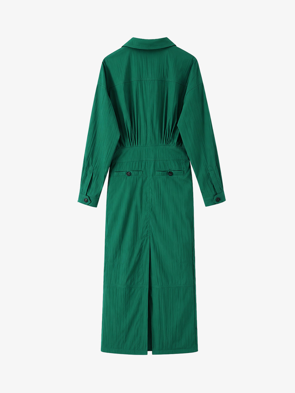 V-neck Shirt Dress With A Fitted Waist And Side Pockets