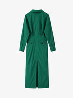 V-neck Shirt Dress With A Fitted Waist And Side Pockets