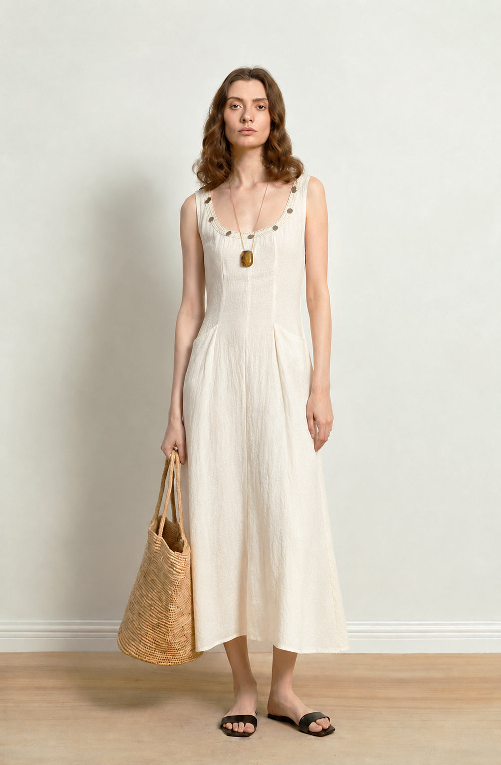 Cotton Fitted Waist Camisole Dress