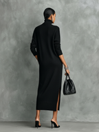 Vestido midi ajustado de cuello alto de punto de cachemira
