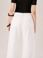 Curved Seam Cropped Cotton Jeans