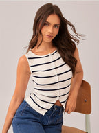 Striped Ribbed Knit Tank Top