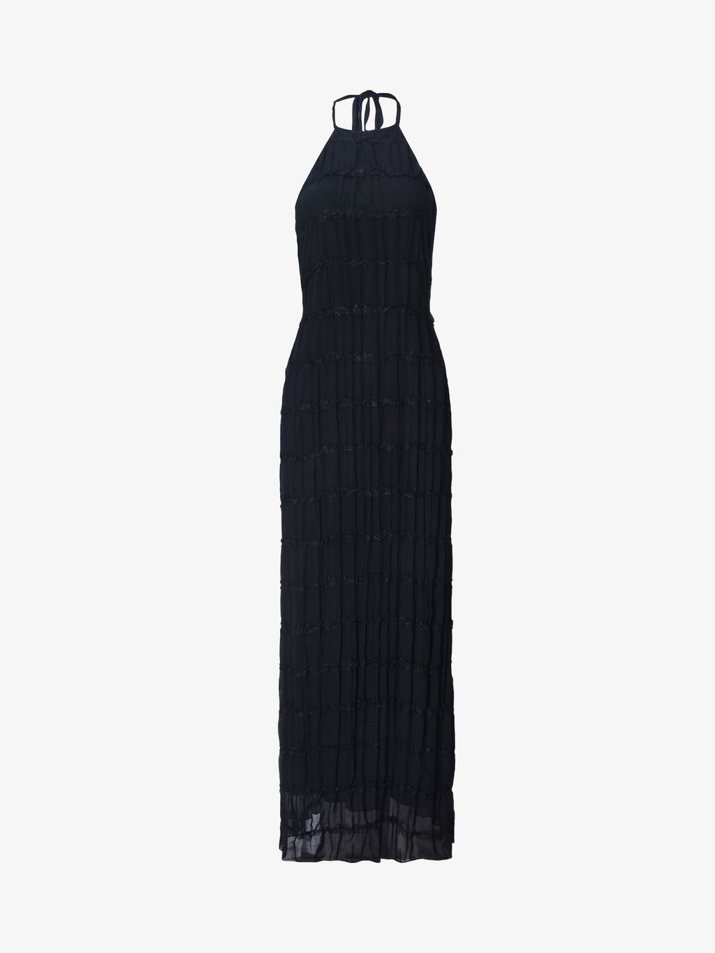 Halter Neck Backless Ruched Maxi Dress