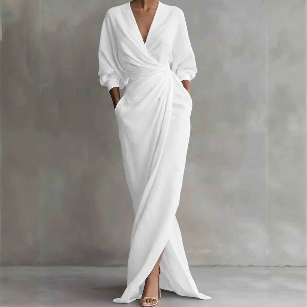 Wrap V-Neck Maxi Dress