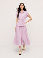 Tie-Waist Shirt And Full Midi Skirt Set