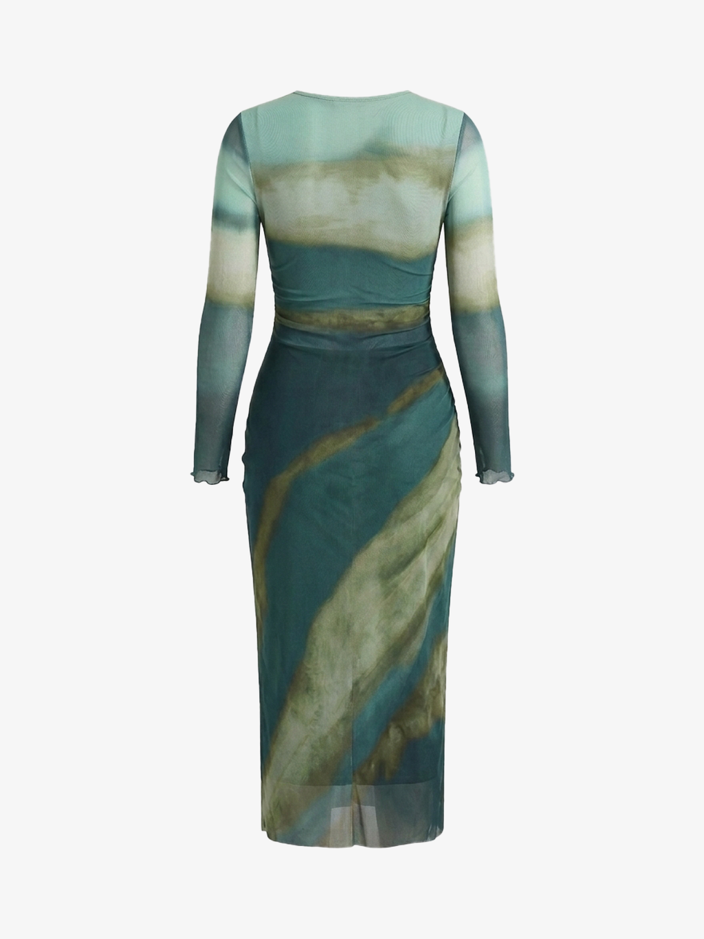 Printed Mesh Ruched Bodycon Dress