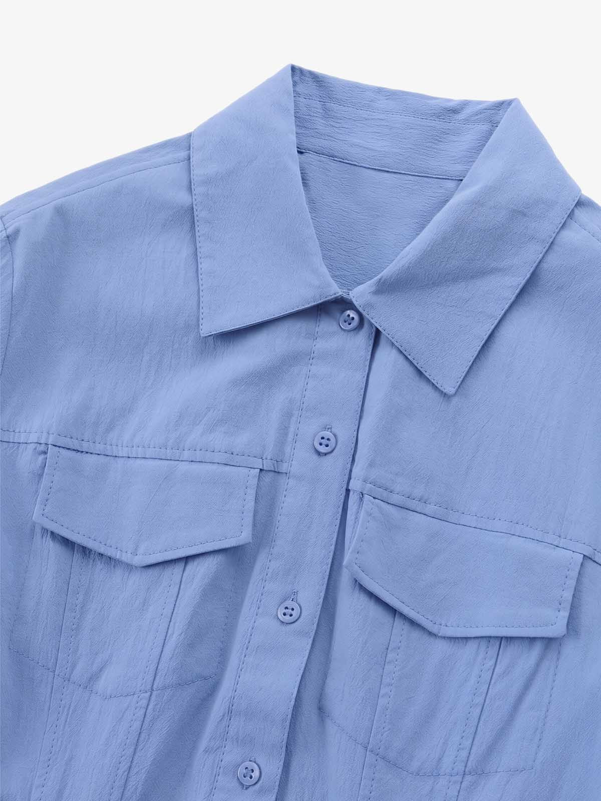 Tiered Cotton Linen Shirt Dress