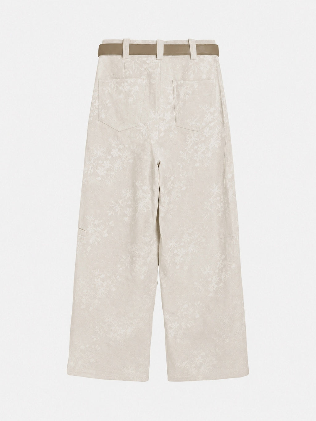 Lurex Floral Jacquard Wide-Leg Pants With Belt