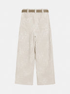 Lurex Floral Jacquard Wide-Leg Pants With Belt