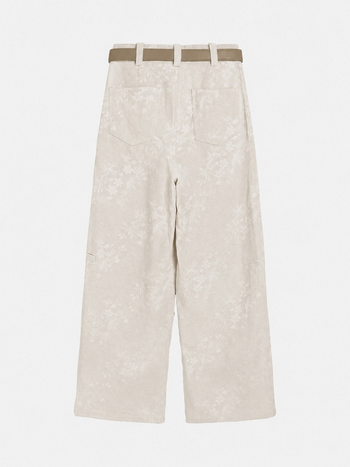 Lurex Floral Jacquard Wide-Leg Pants With Belt