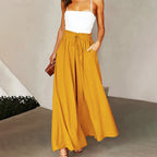 Pantalon large taille haute