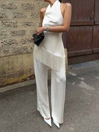Tassel Halter Neck Two Piece Set