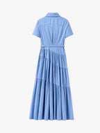 Tiered Cotton Linen Shirt Dress