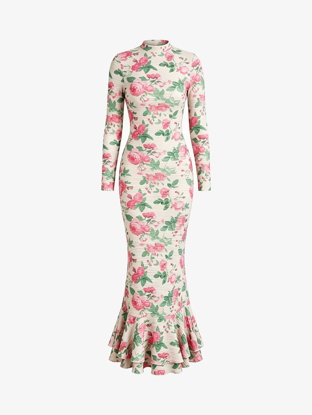 Elegant Printed Long Sleeve Maxi Dress