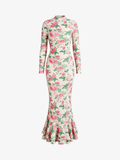 Elegant Printed Long Sleeve Maxi Dress