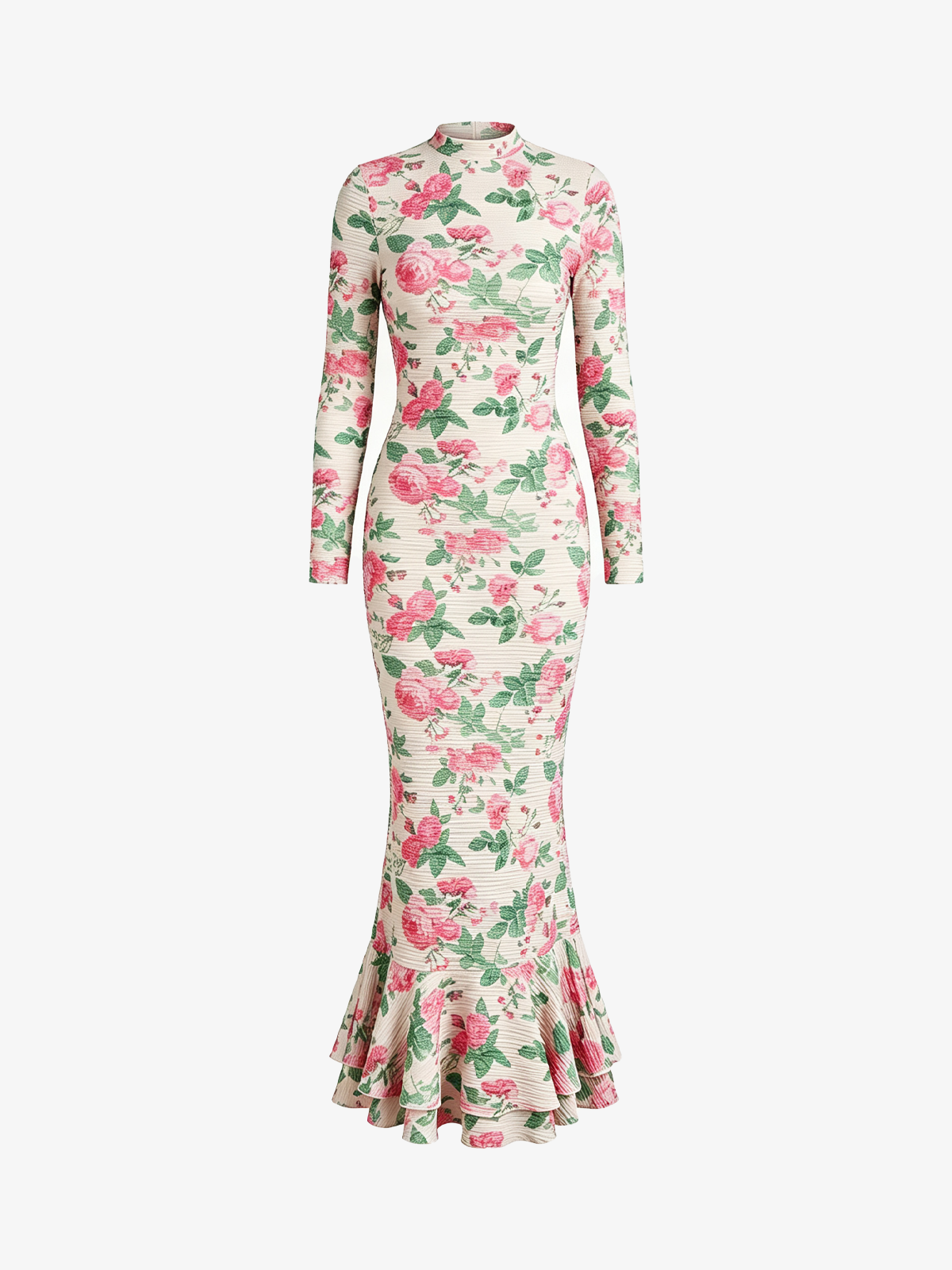 Elegant Printed Long Sleeve Maxi Dress