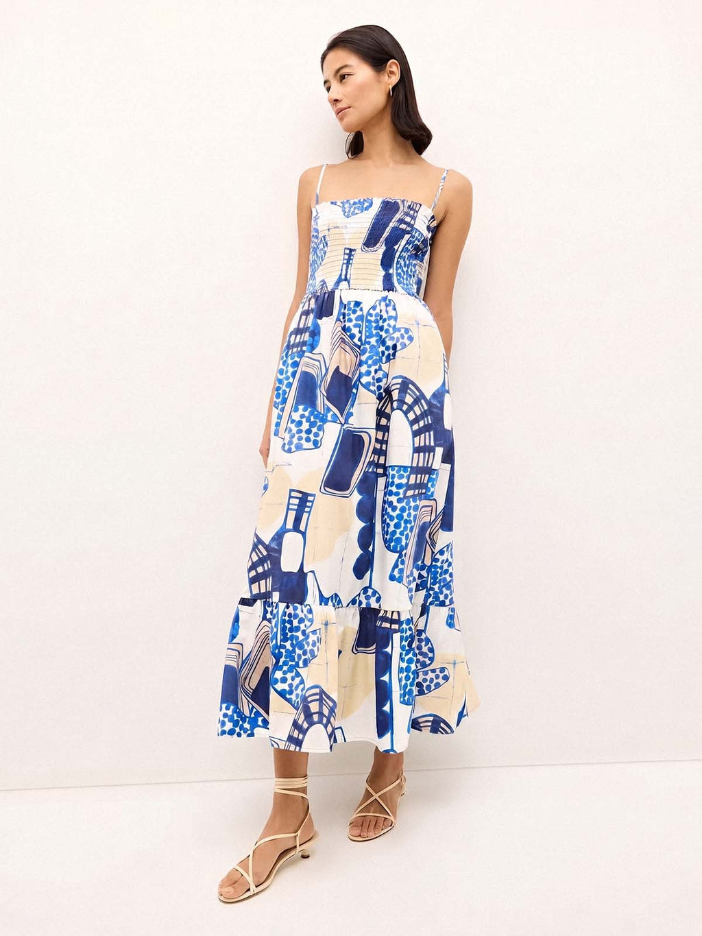 Printed Strapless Camisole Dress